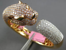 11.19CT MULTI COLOR DIAMOND & AAA EMERALD 18KT WHITE & ROSE GOLD BANGLE BRACELET