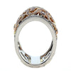 LARGE .89CT WHITE & PINK DIAMOND 18K WHITE & ROSE GOLD MULTI HEART FILIGREE RING
