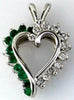 ESTATE .54CT DIAMOND & AAA EMERALD 14KT WHITE GOLD OPEN HEART FLOATING PENDANT