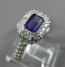 ANTIQUE 1.10CT DIAMOND & AAA AMETHYST 14KT WHITE GOLD HALO SOLITAIRE FUN RING
