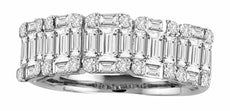 WIDE 1.50CT DIAMOND 18KT WHITE ROUND & BAGUETTE SEMI ETERNITY ANNIVERSARY RING