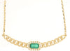 .35CT DIAMOND & AAA EMERALD 14K YELLOW GOLD 3D SQUARE HALO OCTAGON LOVE NECKLACE