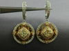 ESTATE LARGE 2.37CT WHITE & FANCY YELLOW DIAMOND 18K 2 TONE GOLD FLOWER EARRINGS