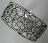 ANTIQUE FILIGREE WIDE 4.70CT DIAMOND 18KT BLACK GOLD FLORAL BANGLE ONE OF A KIND