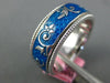 BLUE ENAMEL 18KT WHITE GOLD 3D MULTI LEAF ETERNITY COMFORT FIT ANNIVERSARY RING