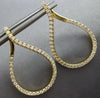 ESTATE 1.25CT DIAMOND 14K YELLOW GOLD 3D TEAR DROP SIDEWAY HOOP HANGING EARRINGS