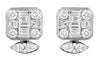 ESTATE 2.14CT DIAMOND 18K WHITE GOLD MULTI SHAPE SQUARE OCTAGON HANGING EARRINGS