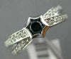 ESTATE .48CT WHITE & BLUE DIAMOND 14KT WHITE GOLD 3D SOLITAIRE STAR X LOVE RING