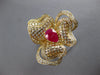 EXTRA LARGE 2.80CT DIAMOND & AAA RUBY 14K YELLOW GOLD 3D PEAR SHAPE & ROUND RING