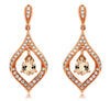 .99CT DIAMOND & AAA MORGANITE 14KT ROSE GOLD 3D PEAR SHAPE LEAF HANGING EARRINGS