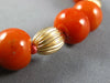 ESTATE LONG AAA CORAL 14KT YELLOW GOLD 3D MULTI BEAD LUCKY LOVE BRACELET #26991
