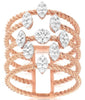 ESTATE LARGE .50CT DIAMOND 14KT ROSE GOLD CLUSTER FLOWER MULTI ROW ROPE FUN RING