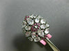 ESTATE 5.25T AAA PINK SAPPHIRE RUBY & WHITE QUARTZ 14KT WHITE GOLD 3D CROWN RING