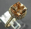 ESTATE LARGE 2.16CT DIAMOND & AAA MORGANITE 14KT ROSE GOLD HALO ENGAGEMENT RING