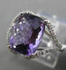 ANTIQUE LARGE 4.36CTW DIAMOND & AAA EXTRA FACET AMETHYST 14KT WHITE GOLD RING