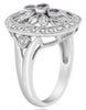 .55CT DIAMOND & AAA AMETHYST 14KT WHITE GOLD 3D OPEN FILIGREE DOUBLE HEART RING