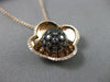 ESTATE LARGE 1.25CT DIAMOND 4 LEAF CLOVER 14K BLACK & ROSE GOLD FLOATING PENDANT