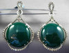 ANTIQUE MASSIVE 54.90CT FANCY DIAMOND & AGATE 14K WHITE & BLACK GOLD 3D EARRINGS