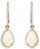1.72CT DIAMOND & AAA OPAL 14K ROSE GOLD PEAR SHAPE & ROUND HALO HANGING EARRINGS