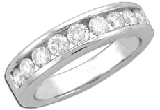 ESTATE 1CT DIAMOND 14KT WHITE GOLD ROUND CHANNEL SEMI ETERNITY ANNIVERSARY RING