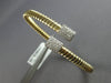 .52CT DIAMOND 14KT 2 TONE GOLD 3D PAVE CRISS CROSS FLEXIBLE CUFF BANGLE BRACELET