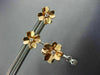 ESTATE .27CT DIAMOND 18KT WHITE & ROSE GOLD 3D FLOWER SOLITAIRE HANGING EARRINGS