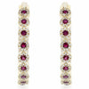 2.02CT DIAMOND & AAA RUBY 14KT YELLOW GOLD 3D MULTI FLOWER HOOP HANGING EARRINGS