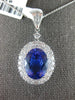 EXTRA LARGE 6.5CT DIAMOND & AAA TANZANITE 18KT WHITE GOLD OVAL FLOATING PENDANT