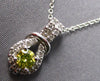 .65CT WHITE & FANCY YELLOW DIAMOND 14KT WHITE GOLD 3D TEAR DROP FLOATING PENDANT