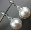 ESTATE LARGE .90CT DIAMOND & AAA SOUTH SEA PEARL 18K WHITE GOLD HANGING EARRINGS