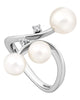 .08CT DIAMOND & AAA SOUTH SEA PEARL 18K WHITE GOLD PAST PRESENT FUTURE LOVE RING