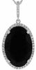 ESTATE .30CT DIAMOND & AAA BLACK ONYX 14KT WHITE GOLD HALO OVAL FLOATING PENDANT