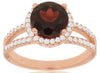 ESTATE 2.9CT DIAMOND & AAA GARNET 14KT ROSE GOLD ROUND HALO FRIENDSHIP LOVE RING