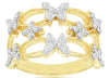 ESTATE WIDE .60CT DIAMOND 14KT YELLOW GOLD 3D MULTI BUTTERFLY FLOWER FUN RING