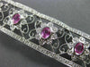 ESTATE WIDE 4.47CT DIAMOND & AAA PINK SAPPHIRE 14KT WHITE GOLD FLORAL BRACELET