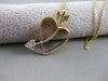 ESTATE DIAMOND 14K 2 TONE GOLD SHOOTING HEART ARROW PENDANT + CHAIN #23MMx15MM