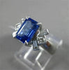 ANTIQUE WIDE 2.09CT DIAMOND & AAA SAPPHIRE PLATINUM EMERALD CUT ENGAGEMENT RING