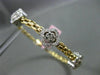 ESTATE 1.30CT DIAMOND 14K WHITE & YELLOW GOLD 3D FLOWER FLEXIBLE BANGLE BRACELET