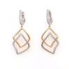 ESTATE .42CT DIAMOND 18KT 2 TONE GOLD 3D DOUBLE GEOMETRICAL FUN HANGING EARRINGS