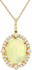 3.38CT DIAMOND & AAA OPAL 14KT YELLOW GOLD 3D OVAL & ROUND HALO FLOWER PENDANT