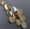 ESTATE LARGE 1.07CT DIAMOND 18KT WHITE YELLOW & ROSE GOLD TEAR DROP LEAF PENDANT