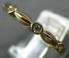 ESTATE .12CT DIAMOND 14KT ROSE GOLD ETOILE BEZEL LEAF ETERNITY ANNIVERSARY RING