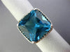 ESTATE EXTRA LARGE 10.20CT AAA BLUE TOPAZ 14K WHITE GOLD 3D SQUARE HALO FUN RING