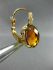ANTIQUE LARGE 15.15CT DIAMOND & AAA CITRINE 14KT YELLOW GOLD 3D HANGING EARRINGS