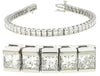 LARGE 11CT DIAMOND 14KT WHITE GOLD 3D FLOWER SQUARE BY THE YARD TENNIS BRACELET