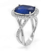 LARGE 4.60CT DIAMOND & AAA SAPPHIRE 18K WHITE GOLD CUSHION & ROUND INFINITY RING