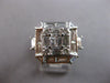 LARGE 3.24CT DIAMOND 18K WHITE GOLD ROUND & BAGUETTE CLUSTER OCTAGON SQUARE RING