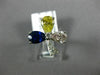 ANTIQUE LARGE 2.36CT WHITE & FANCY YELLOW DIAMOND & AAA SAPPHIRE PLATINUM RING