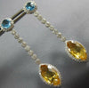 LARGE 6.20CT DIAMOND & AAA BLUE TOPAZ & CITRINE 18KT WHITE GOLD HANGING EARRINGS