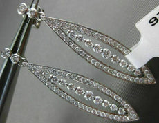 ESTATE LARGE 1.72CT DIAMOND 18KT WHITE GOLD 3D MARQUISE SHAPE HANGING EARRINGS